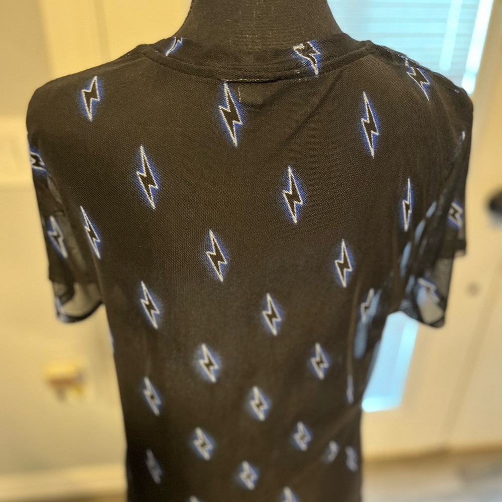 Torrid mesh black shirt with lightening bolts, size 0 (12-14). - Picture 7 of 11